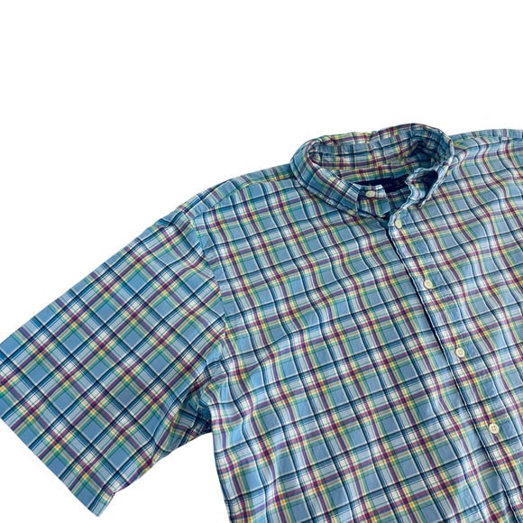 Ralph Lauren Other - Ralph Lauren Plaid Button Down Shirt Mens Large Blue Short Sleeve Tall
